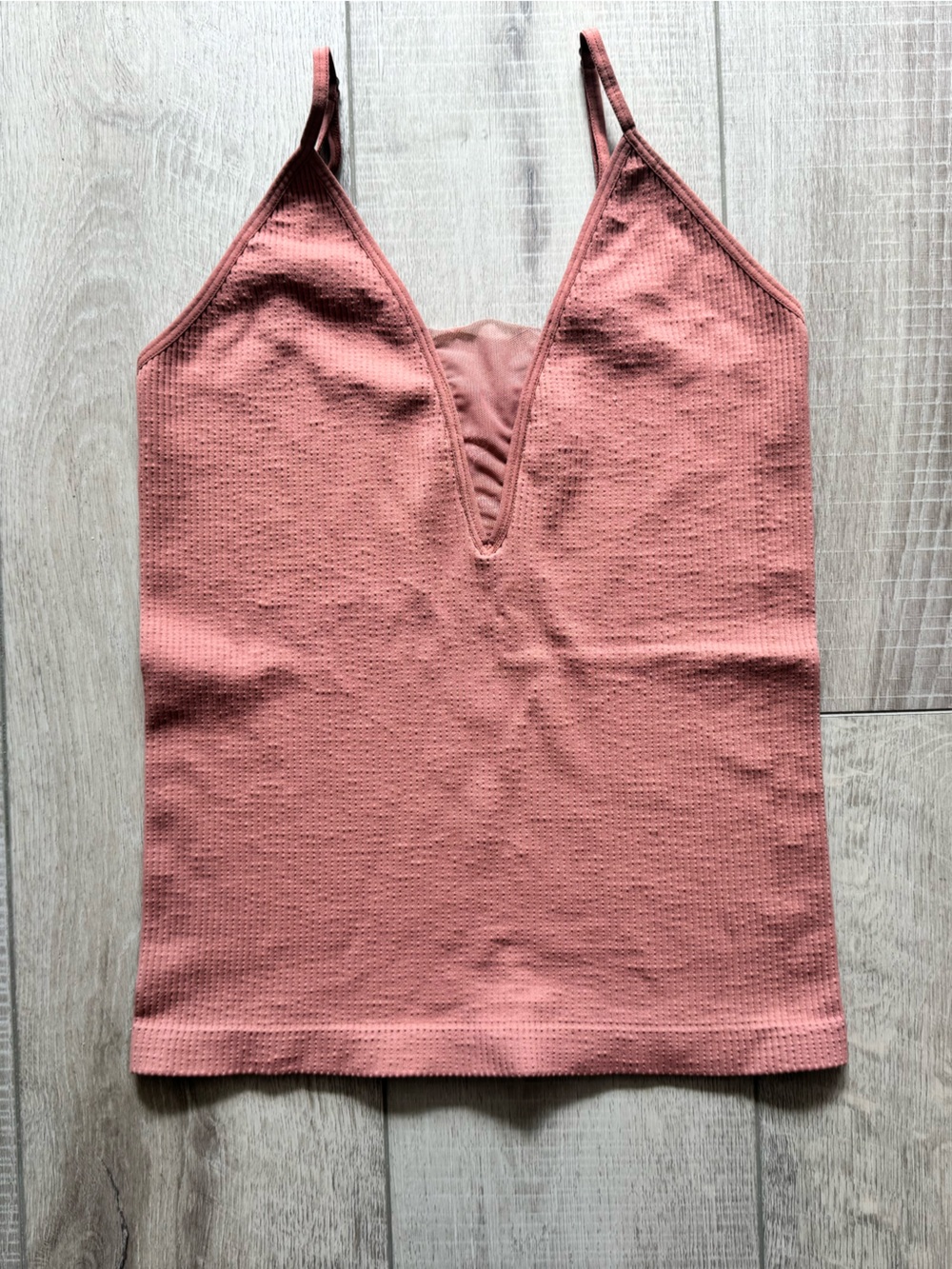 Free People Textured V-Neck Cami - Dusty Coral